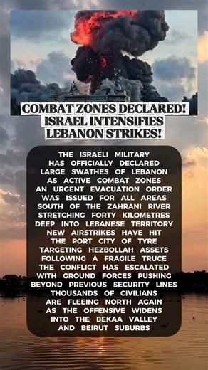 COMBAT ZONES DECLARED! ISRAEL INTENSIFIES LEBANON STRIKES! 🇱🇧🚀🛡️