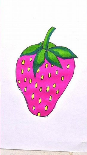 How To Draw Strawberry 🍓 for Beginners #trending #viral