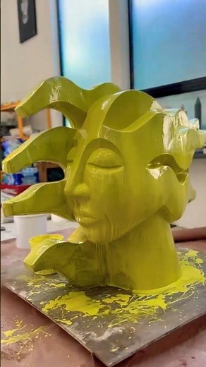 From mold to final cast — bringing this sculpture to life in fiberglass. #art #sculpture #handmade