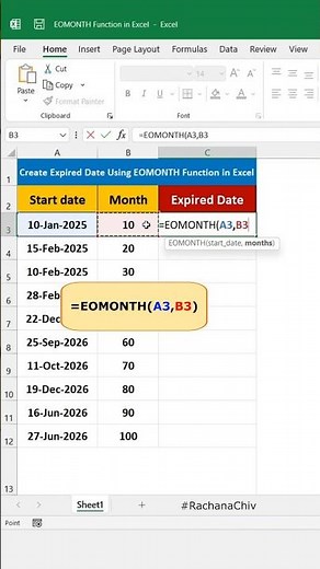 Create Expired Date Using EOMONTH Function in Excel || Excel Tips & Trick || #excel #excelbasic