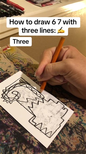 How to draw 6 7 with three lines ✍️ | drawing