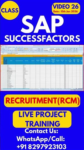 SAP SuccessFactors RCM Training Online Tutorial Class 26 15th Jan 2026 #sapsuccessfactorstraining