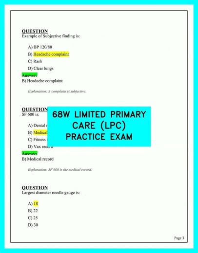 68W LPC Practice Exam 2026: Pass Your Limited Primary Care Test First Try!
