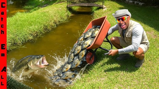 We built a feeder and my giant pet bass lost its mind