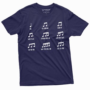 Funny Musical Notes T-Shirt Music Band Gifts Guitar Piano Violin Gift Ideas Mens Womens Tee (Large Navy Blue)