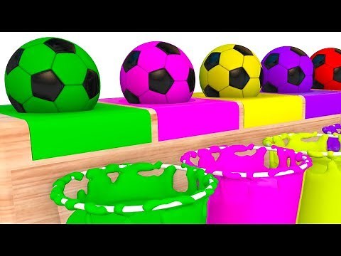 Colors With Fun Soccer Balls - Soccer Ball Cars Animation 3D Color Song