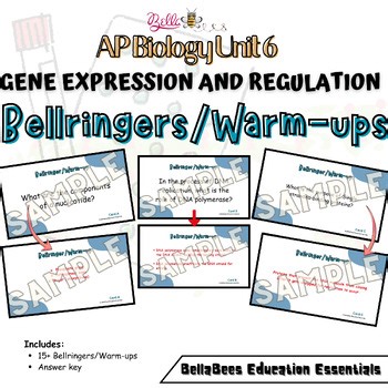 AP Biology Unit 6: Gene Expression & Regulation |15  Bellringers w/Answers (PPT)