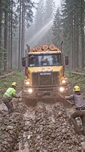 Monster Logging Truck Fights Through Deep Mud | Extreme Forest Challenge #truck #shorts #viral