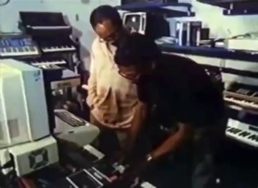 Herbie Hancock showing Quincy Jones how to use the Fairlight CMI synthesizer - one of the first commercially available digital samplersHerbie was an early adopter, using the $80,000 machine to compose and arrange, "Rockit," his classic work of early hip-hop/electro/jazz fusion.