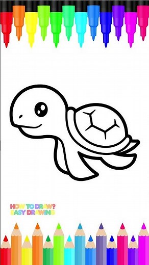 Easy Step-by-Step Guide: Learn How to Draw a Cute Sea Turtle for Kids and Toddlers #drawingtutorial