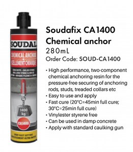 Soudafix CA 1400 High Proformance Chemical Anchor For Stainless Steel Threaded Rod