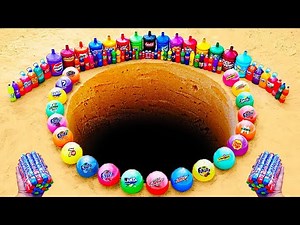 EXPERIMENT: Big Volcano Eruption from Giant Coca Cola, Big Balloons, Mtn Dew, Fanta, Pepsi vs Mentos