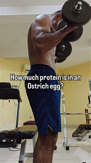How much protein is in an Ostrich egg? Gym funny video #bodybuilding #gymfunnyvidoes #viralgymreels