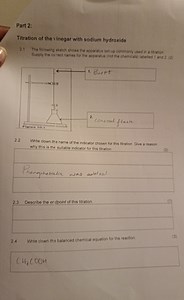 Part 2:Titration of the vinegar with sodium hydroxide2.1 Th... | Filo