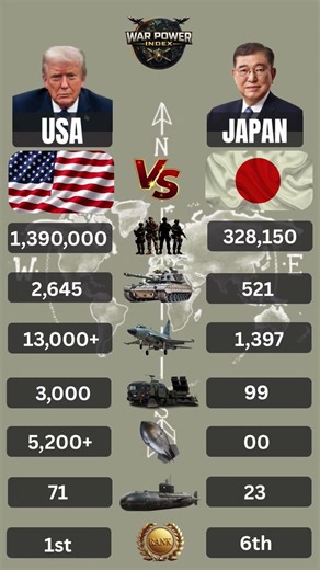 USA 🇺🇸 vs Japan 🇯🇵 Military Comparison 2026 🪖 Power Showdown #shorts