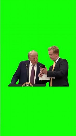 Donald Trump Looking at Phone in White House meme - Green Screen