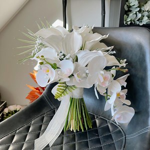 Calla Lily - Orchid Greenery Bouquet, Silk Orchid Babys Breath Wedding Bouquet, White Calla Lily Bridal Bouquet, Orchid Calla Bouquet - Etsy
