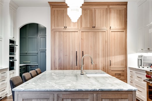 Blackwolf Build on Instagram: "Before → After at Rumour. What was once a tight, closed-off kitchen is now the heart of the home. We demoed the existing kitchen and office to make room for an expanded layout with a back pantry + bar. A Bonelli pass-through window connects the kitchen to the newly refreshed deck (Trex + operable screens), and we continued the transformation with a new front door, updated stair system, and a full primary suite renovation. More to come on those spaces. This one feel