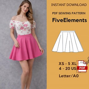Women Skater Skirt Sewing Pattern PDF | High Waisted Mini Fit and Flare Skirt | A-line Short Skirt Pattern | Classic Feminine Style - Etsy Australia