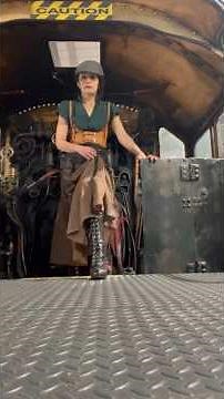 Steam punk outfit & steam train engine