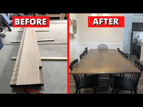 DIY Farmhouse Table w Breadboard Ends - Part 1 - Make a Table Top w Kreg Jig & Biscuit Joiner