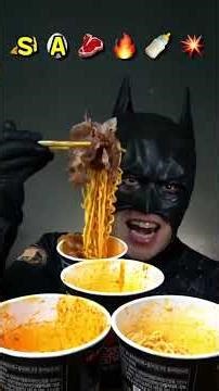 Batman's Worst Mistake: Eating 3x Spicy Instant Noodles #mukbang #challenge #viral #shorts #food