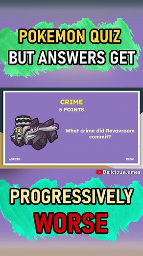 Can you answer these ridiculously silly Pokemon Quiz riddles? Catch the full wrong answers only video on our YT at DeliciousJames! #pokemon #pokemontiktok #pokemoncommunity #pokemonfan #quiz #quiztime #pokemonfyp #pokemonmeme #pokemongo #pokemonscarletviolet