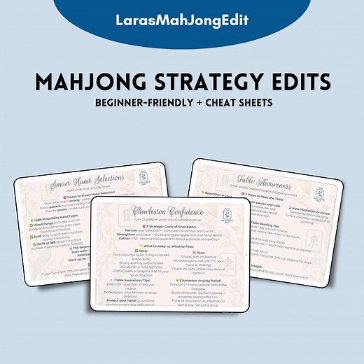 Printable Mah Jong Strategy Guide | Mahjong Lessons for Beginners | Learn to Play & Win | Instant Download PDF Cheat Sheet | Mahjong Guide - Etsy