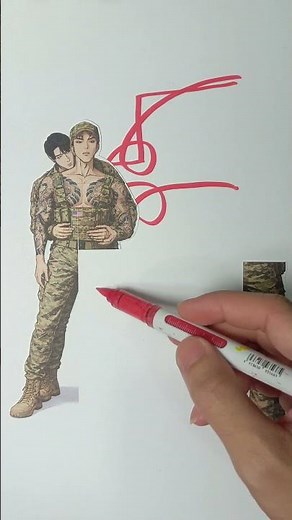 Kpopdemonhunters Jinu x Abby Line Art 😍 Military Dance Trend #kpopdemonhunters #art