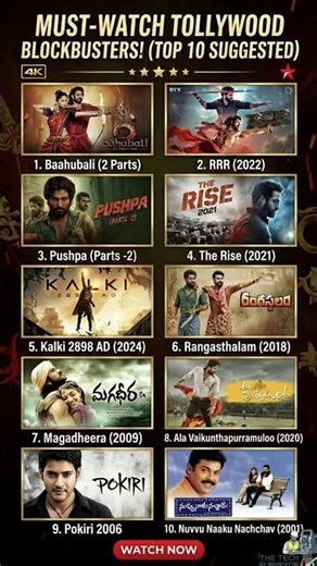 Top 10 MUST-WATCH Tollywood Blockbusters! 🔥 How many have you seen? #shorts #tollywood