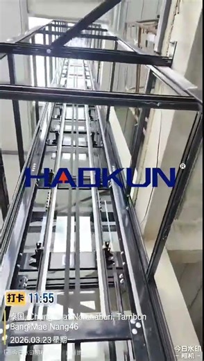 A five-story traction backpack elevator is under installation in Thailand.