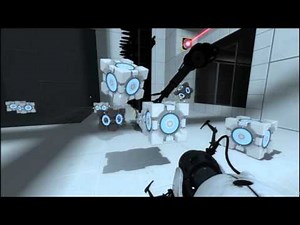 Portal 2 BEE Crusher Dev funny moment: cube spins like a top
