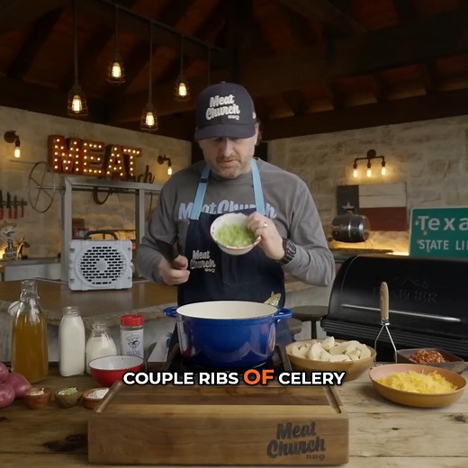 This rich, creamy potato soup is delicious was deemed one of the best things I've cooked all year by Mrs. Meat Church. It is inexpensive, goes a long way and fills up the hungriest of appetites. We find that red, white or Yukon gold potatoes are the best choice. They hold their shape after cooking better than russet potatoes which are better suited for baked or mashed potatoes. Enjoy! 🥣 | Meat Church BBQ