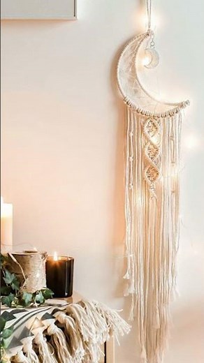 Bring Your Dreams to Life - Boho Macrame Moon and Round Shaped Dream Catcher by Pleasant Decor