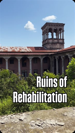 Once a luxurious health resort built in the 1950s, the sanatorium treated neurological and joint diseases and symbolized Soviet-era wellness ideals. Blending neoclassical and late Stalinist architecture with ornate detail, it featured grand halls, arches, and courtyards all in pastel colours. After the USSR’s fall, it declined and has housed displaced families. . | StarkUrbex