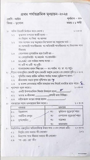 Class 8 Geography 1st Unit Test 2026 | class 8 geography 1st unit test suggestion 2026 | class 8