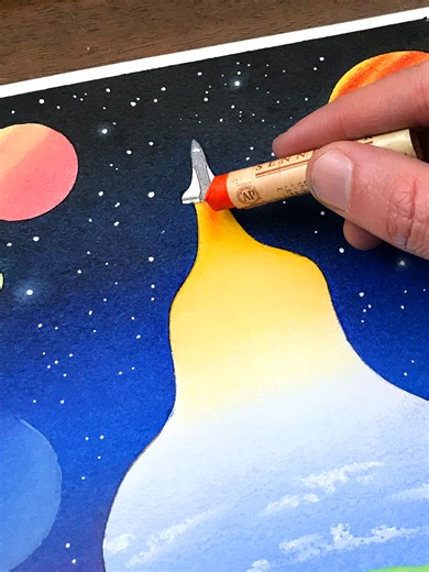 How to create a space-themed sky 🌌 #tutorial #oilpastel #gradient #art #foryou