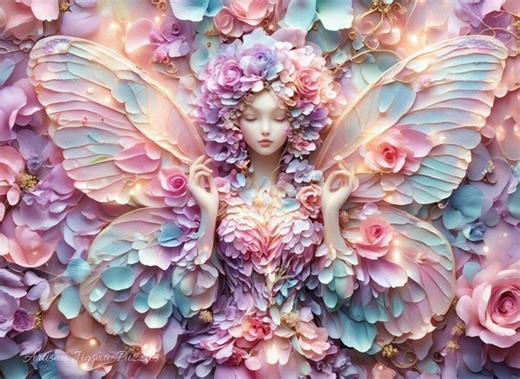 Pastel Fairy Jigsaw Puzzle | 500 Wooden Pieces | Floral Butterfly Fantasy Art Puzzle | Pink Blue Cottagecore Adult Gift - Etsy