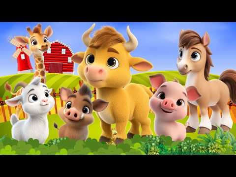 Learn Animal Sounds: Cow, Horse, Pig, Boar, Giraffe, Dog,... - Farm Animal Video