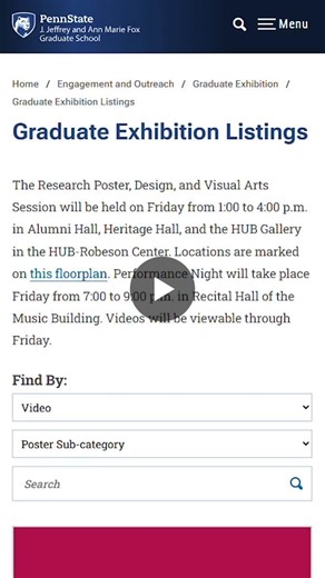 Happy Graduate Exhibition week! Our online gallery, detailing the abstracts for all the exhibitions that will be on display, is now officially live. Begin the celebration by watching five-minute… | J. Jeffrey and Ann Marie Fox Graduate School at Penn State