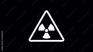 Radiation attention sign. Radiation triangular sign. Glitch effect. Alpha channel.