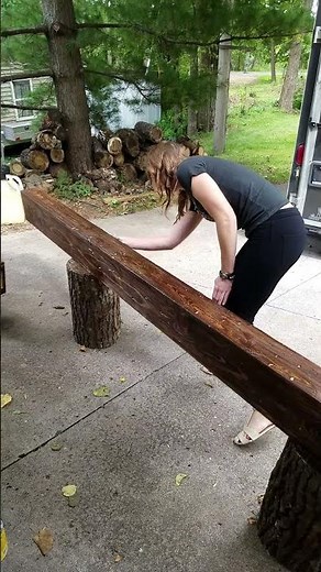 Staining a Wood Beam