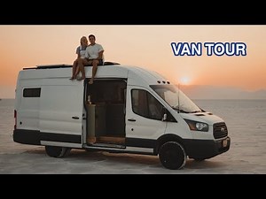 VAN TOUR | ford transit camper van conversion, slide out bed, off grid solar