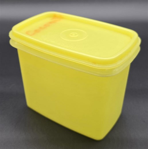 Vintage Tupperware Yellow Stack and Store Storage Container 1243, Shelf Saver, Kitchen, Mid Century, Organization, Coconut Written on Top - Etsy