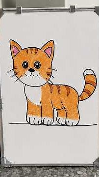 Easy Drawing a Cat for kids step by step #art #drawing #cat #catdrawing