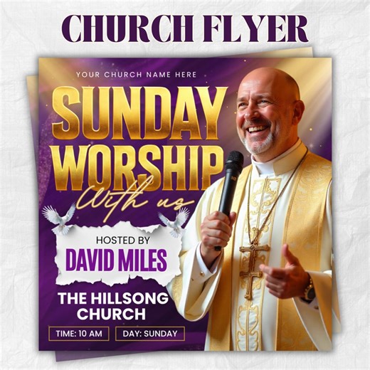 Editable Church Worship Flyer Template for Sunday Service, Gospel Events, Praise & Revival - Modern Canva Design - Etsy