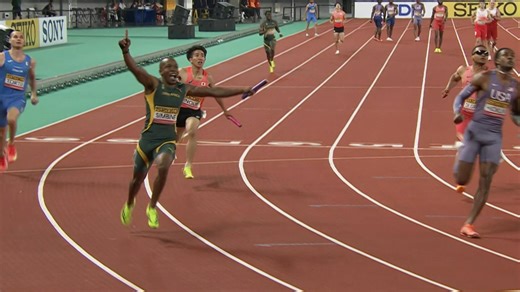 South Africa edges Team USA for men's 4x100m title