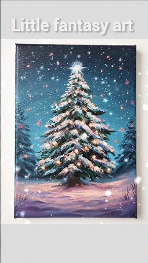 Easy Christmas Tree 🎄 painting for beginners #acrylicpainting #shorts #art