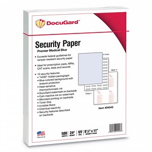 DocuGard 04543 8.5 in. x 11 in. Medical Security Papers - Blue (500/Ream)