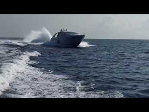 Pershing 5X yacht passing FULL SPEED VERY CLOSE to another yacht - view from inside